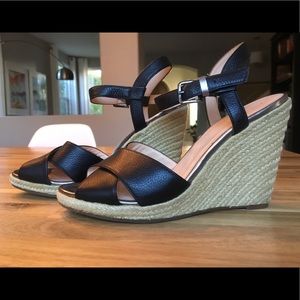 Cole Haan Hart Espadrille Wedge Leather Sandal